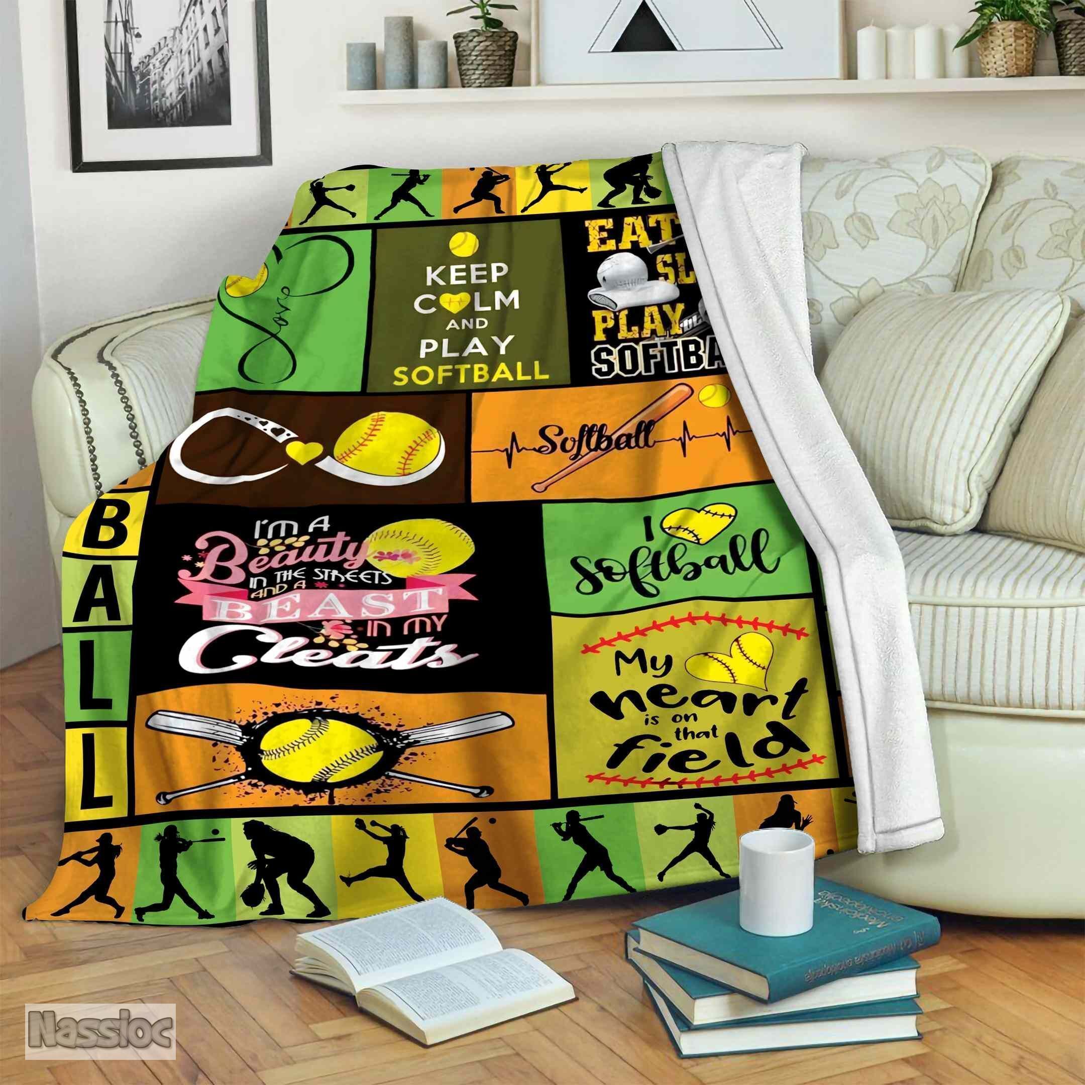 Softball Fleece Blanket