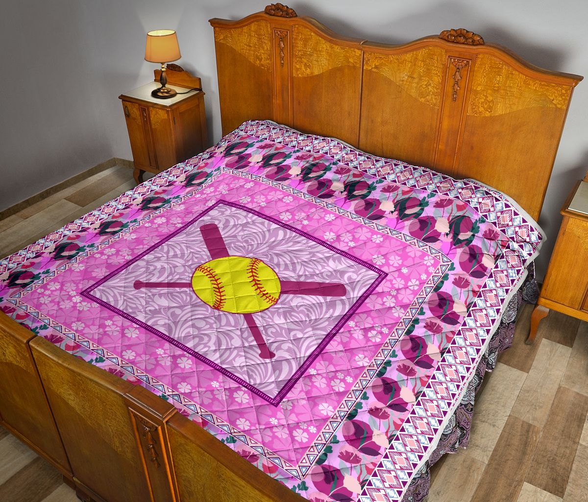 Softball Flower Quilt Blanket Dhc1312670Dd