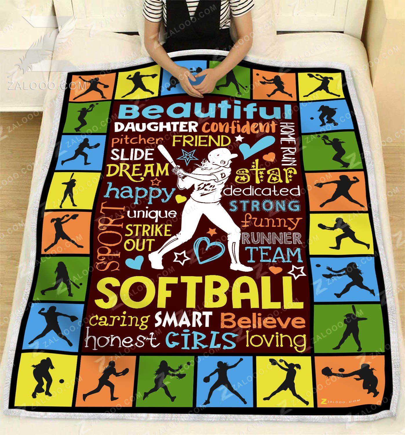 Softball Girl Sherpa Fleece Blanket