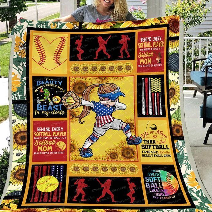 Softball Girl Sherpa Fleece Blanket