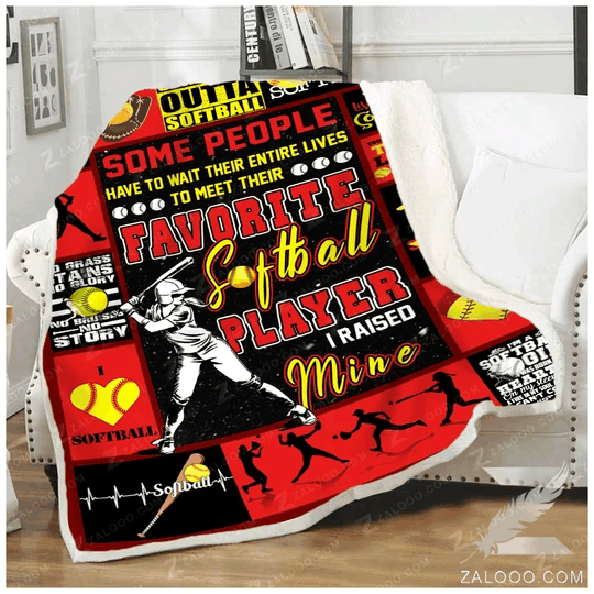 Softball Girl Sherpa Fleece Blanket