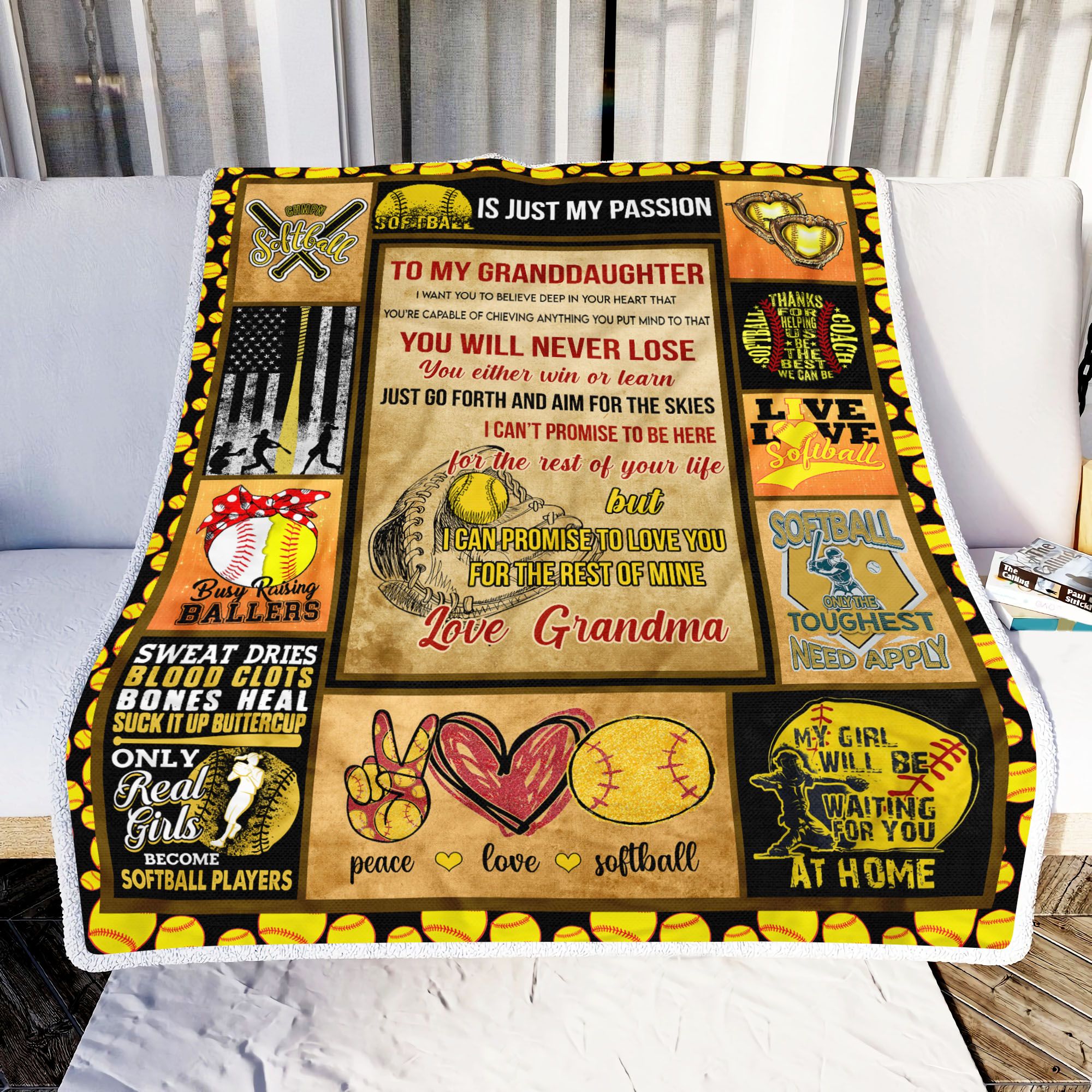 Softball Granddaughter Fleece Blanket