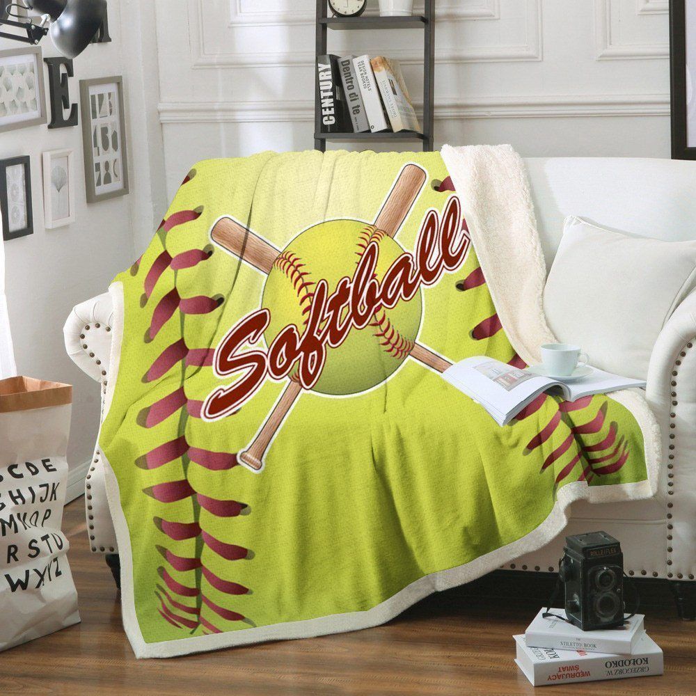 Softball Sherpa Fleece Blanket
