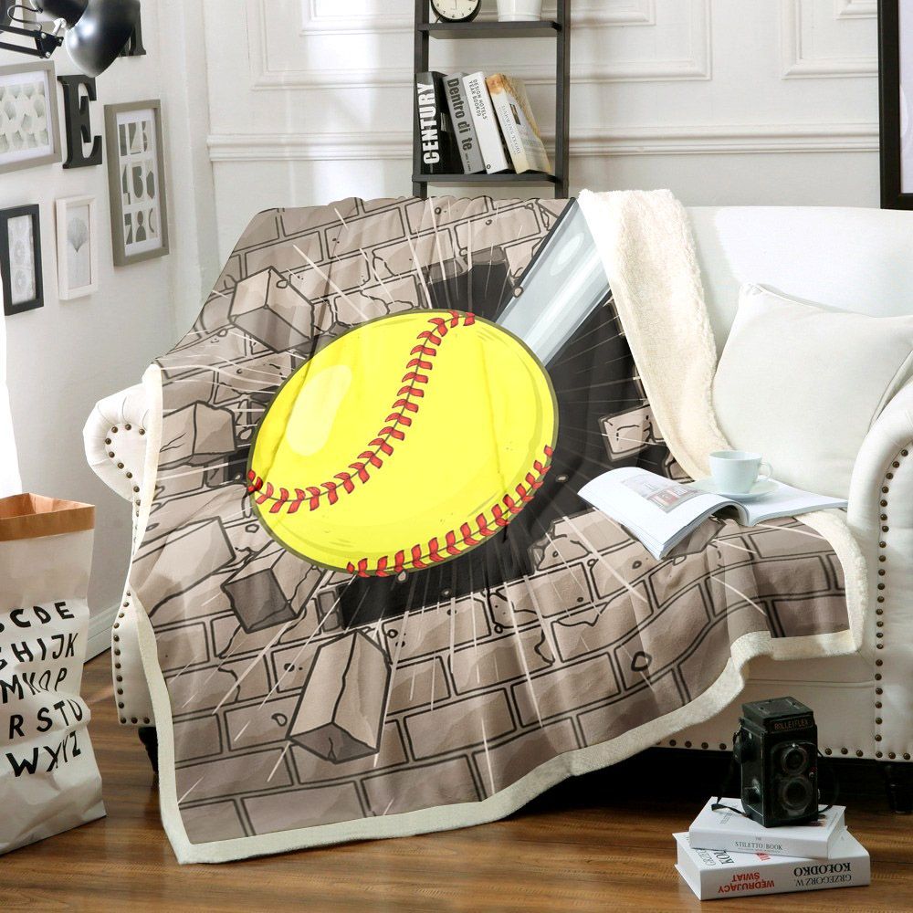 Softball Sherpa Fleece Blanket