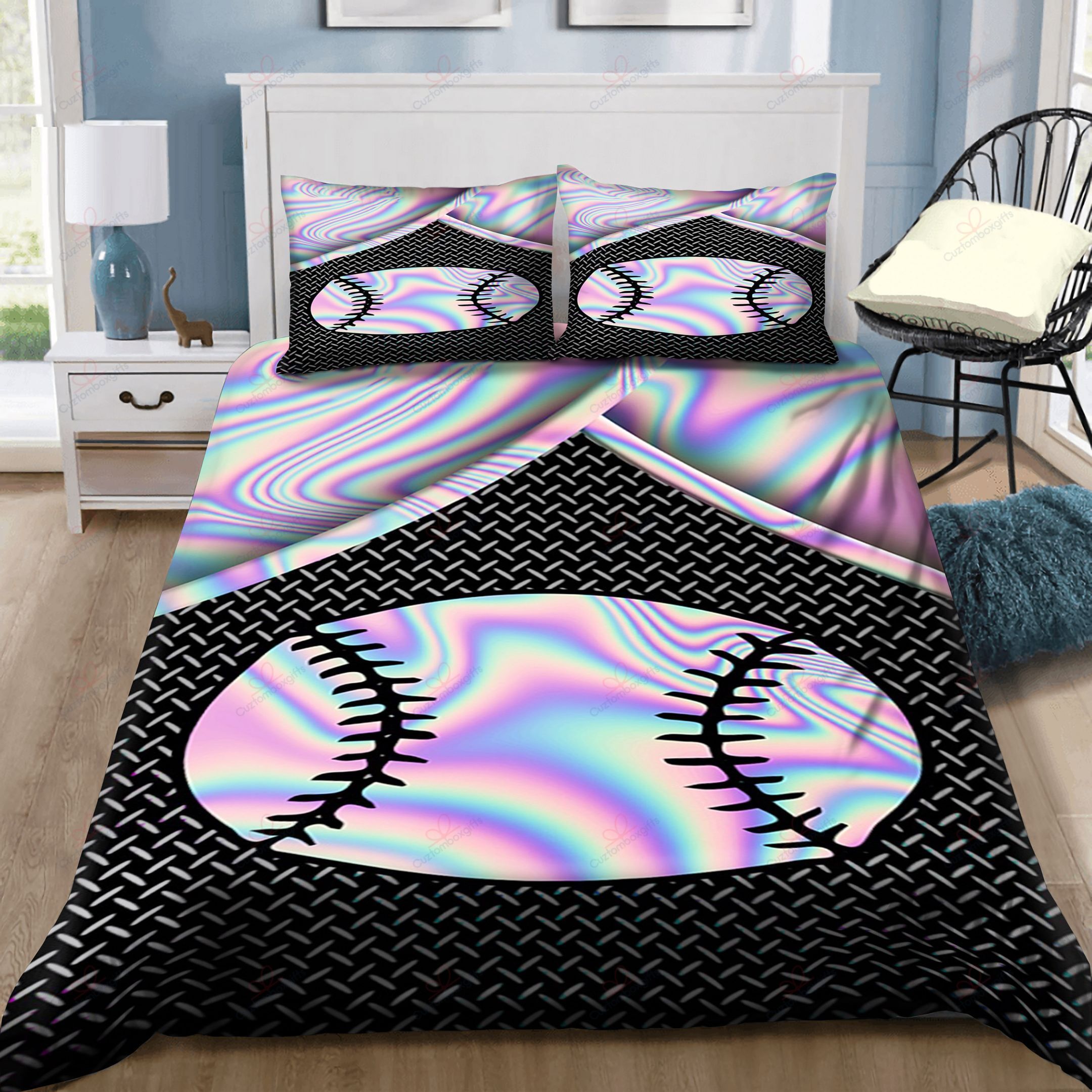 Softball Hologram Bedding Set