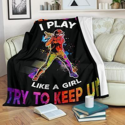 Softball I Play Like A Girl Sherpa Fleece Blanket