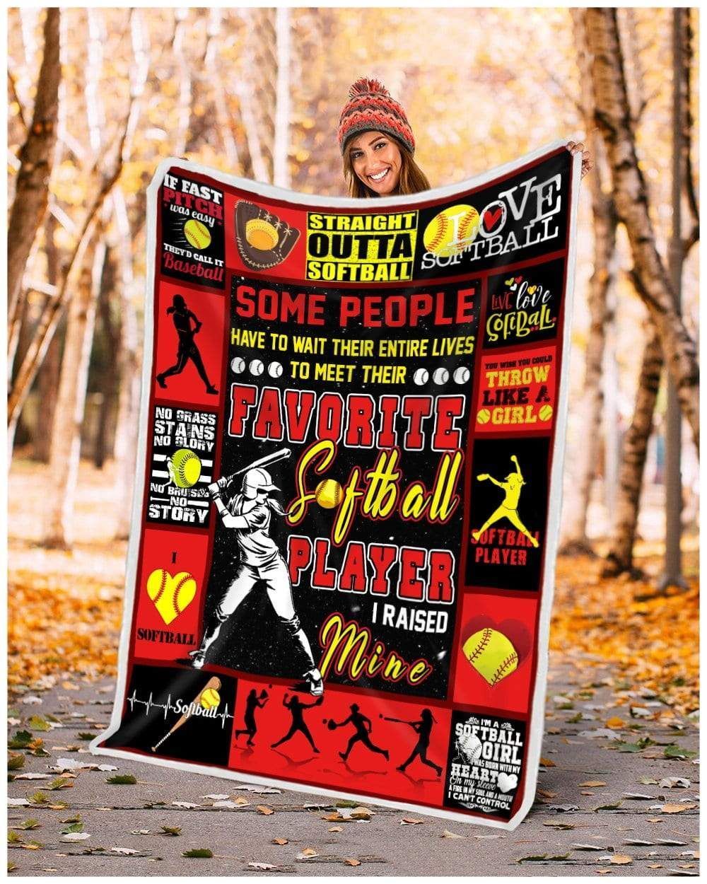 Softball I Raised Mine Sherpa Fleece Blanket