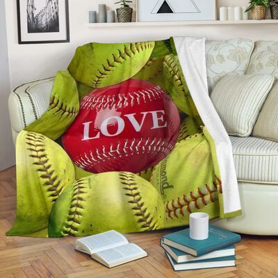 Softball Love Sherpa Fleece Blanket
