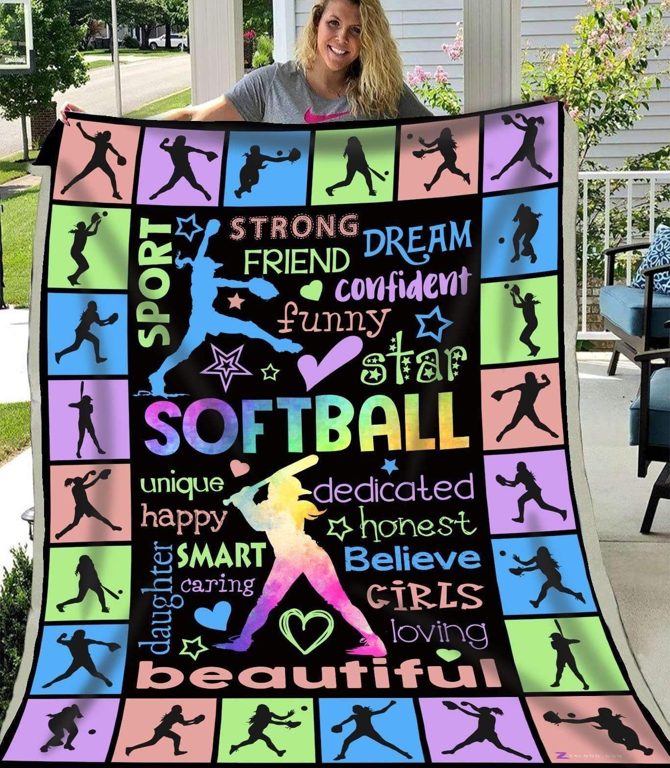 Softball Mom Behind Every Softball Player Sherpa Fleece Blanket