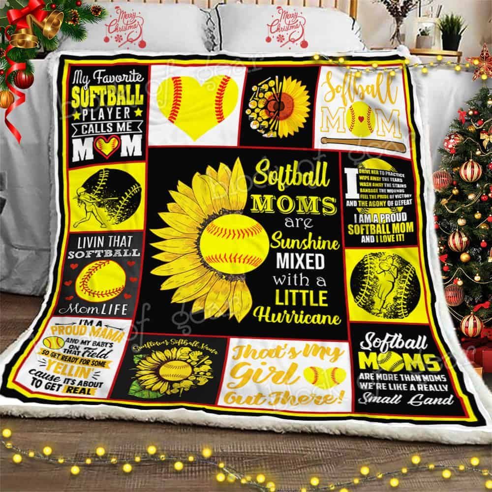 Softball Moms Sunshine Mixed With A Little Hurricane Fleece Blanket