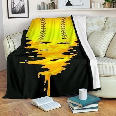 Softball Moon Sherpa Fleece Blanket