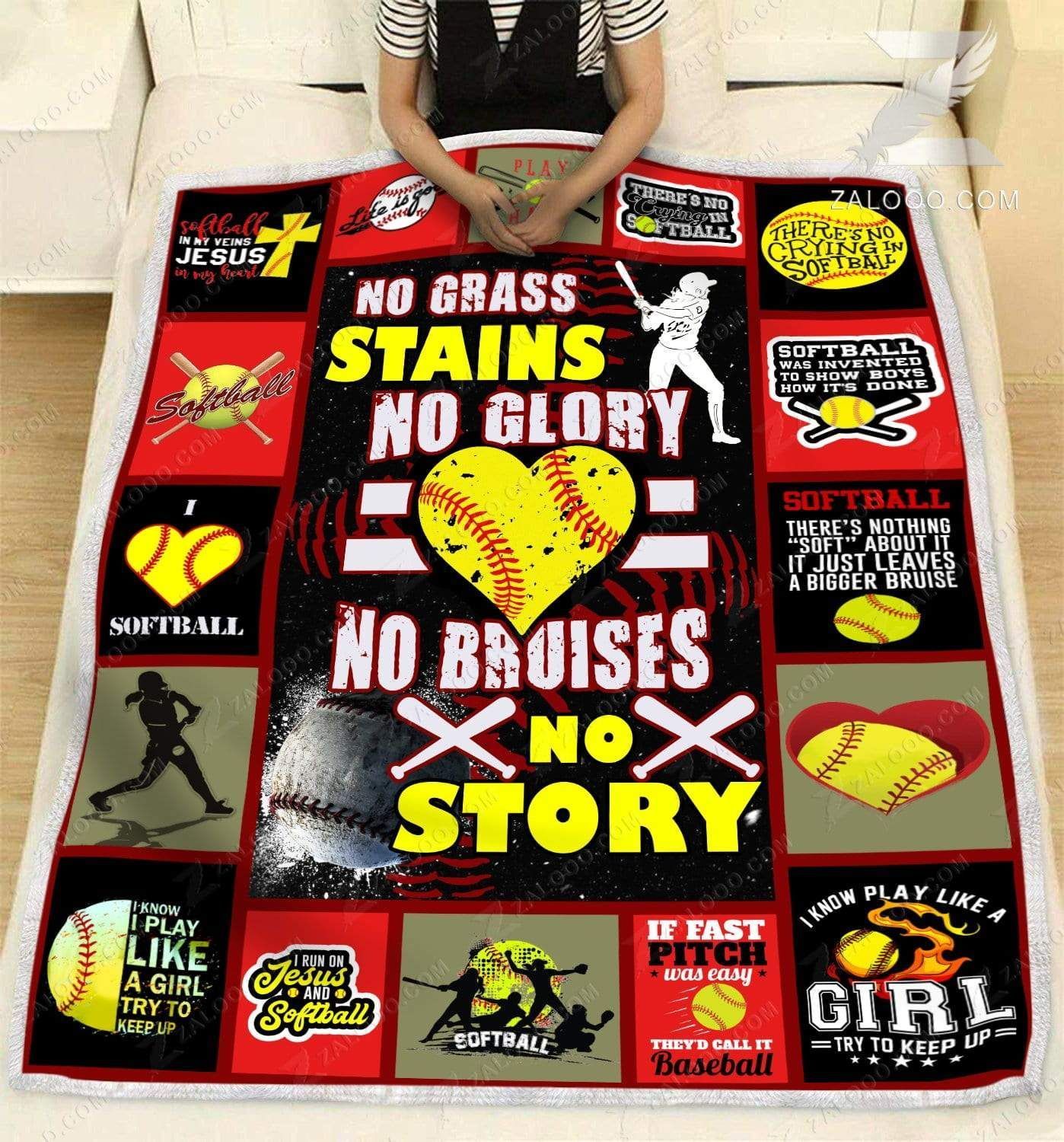 Softball No Grass Stains No Glory Sherpa Fleece Blanket