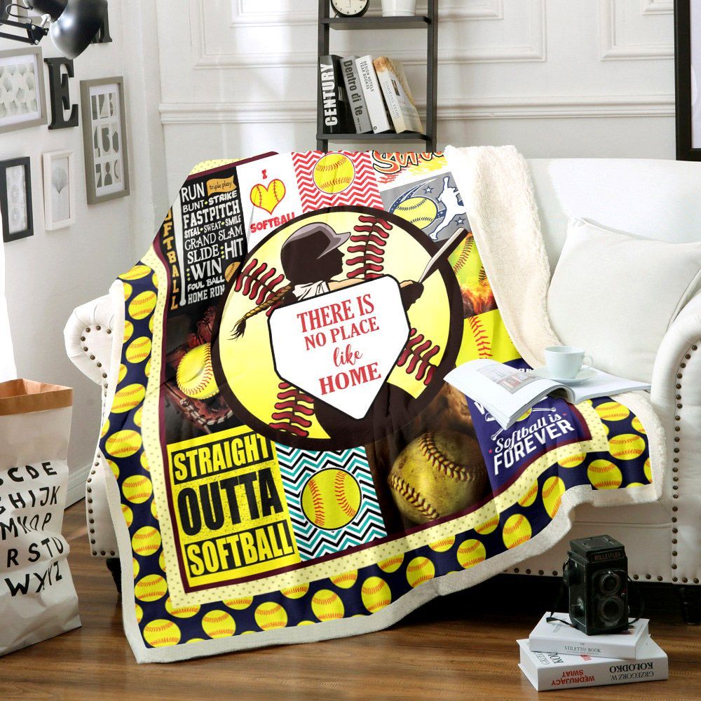 Softball No Place Like Home Sherpa Fleece Blanket