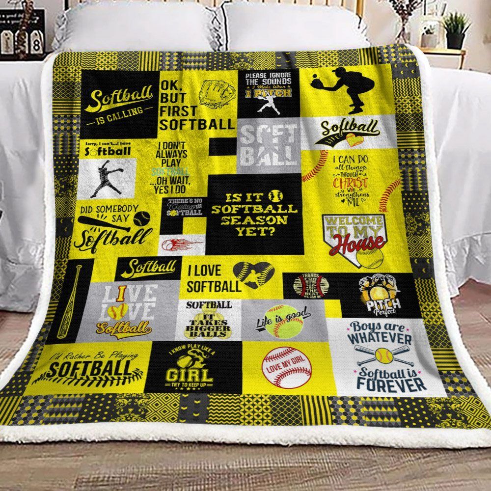 Softball Sherpa Fleece Blanket