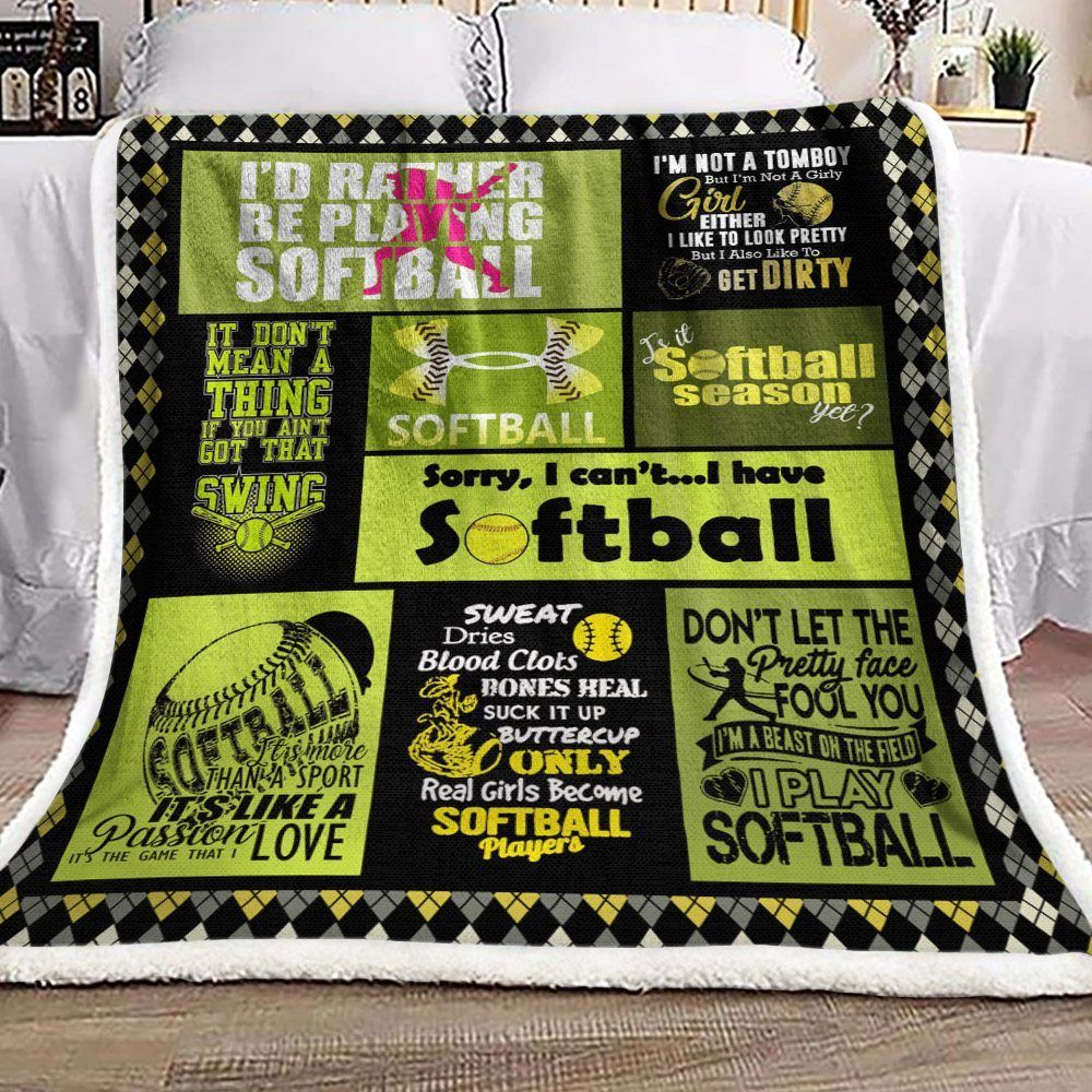Softball Sherpa Fleece Blanket