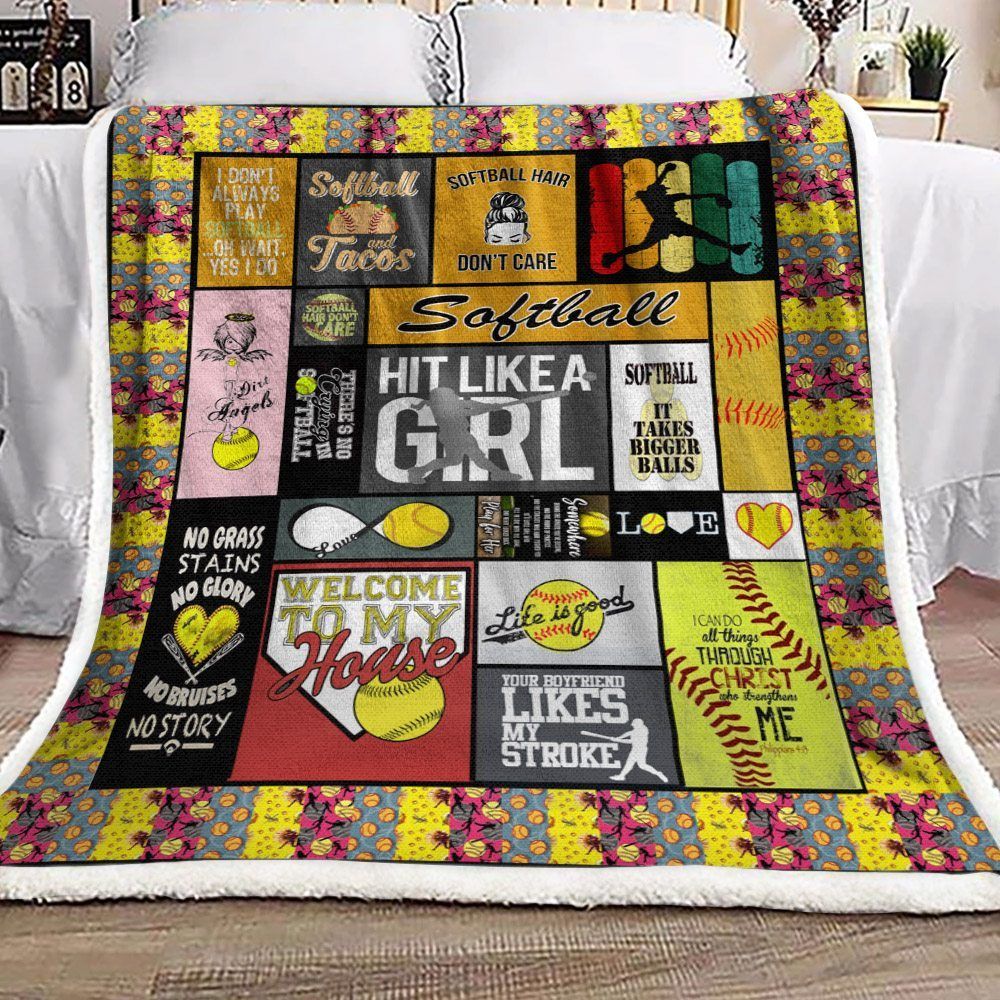 Softball Sherpa Fleece Blanket