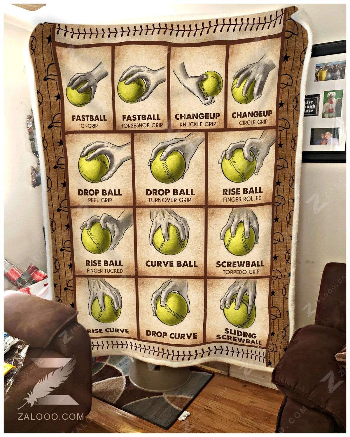 Softball Pitching Grips Sherpa Fleece Blanket