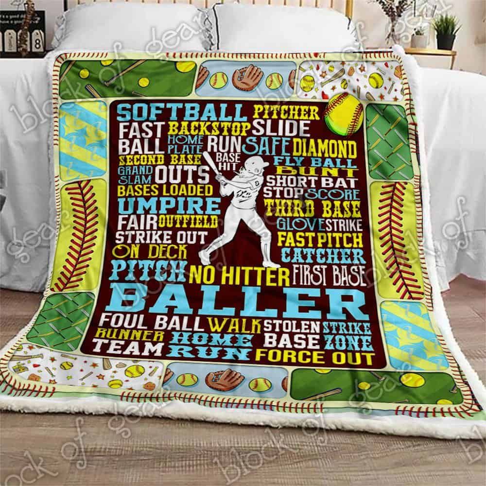 Softball Player Fleece Blanket
