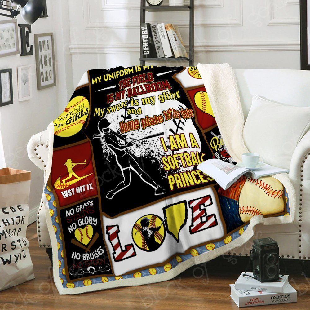 Softball Princess Sherpa Fleece Blanket