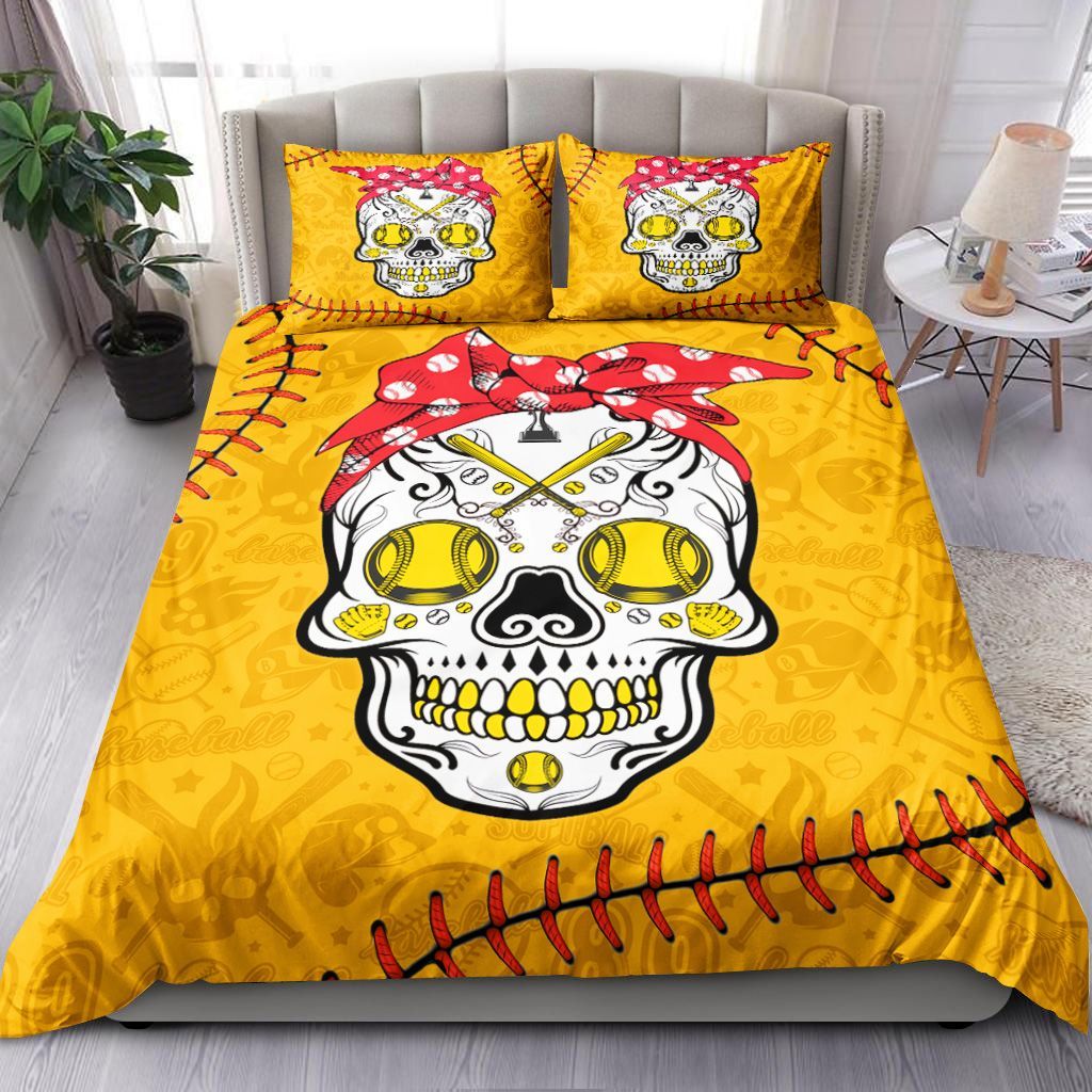 Softball Sugar Skull Bedding Set
