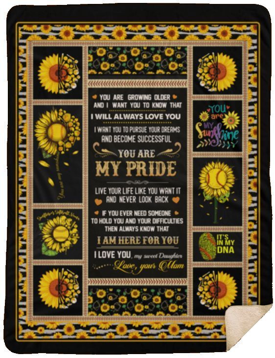 Softball Sunflower Sherpa Fleece Blanket