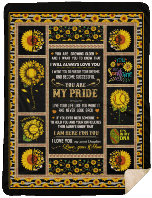 Softball Sunflower Sherpa Fleece Blanket