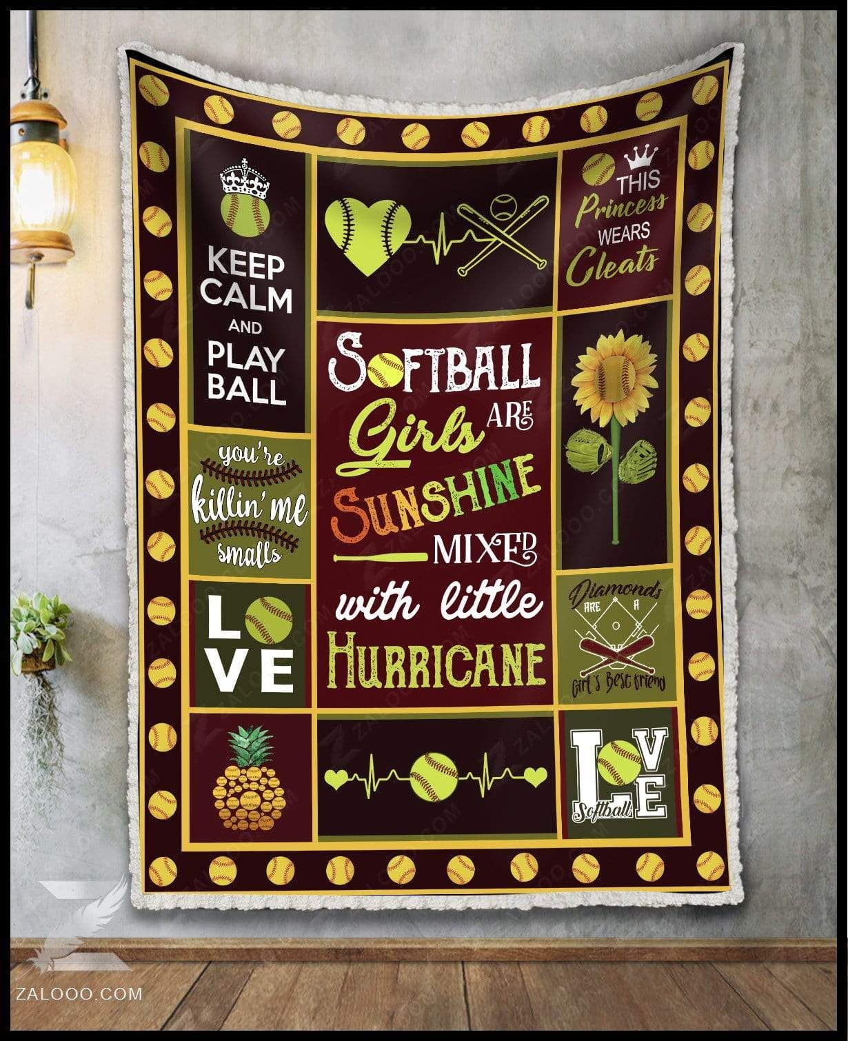 Softball Sunshine Mixed With Hurricane Sherpa Fleece Blanket