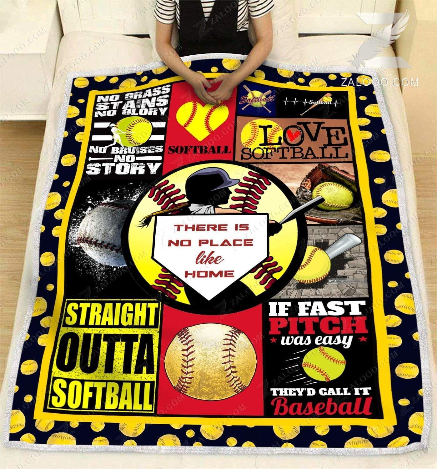 Softball There Is No Place Like Home Sherpa Fleece Blanket