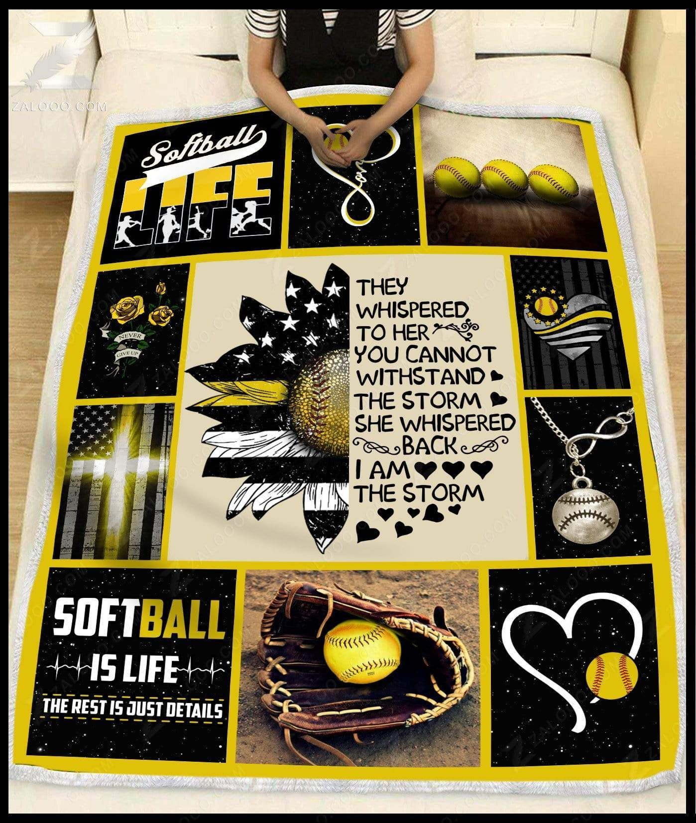 Softball They Whisper Sherpa Fleece Blanket