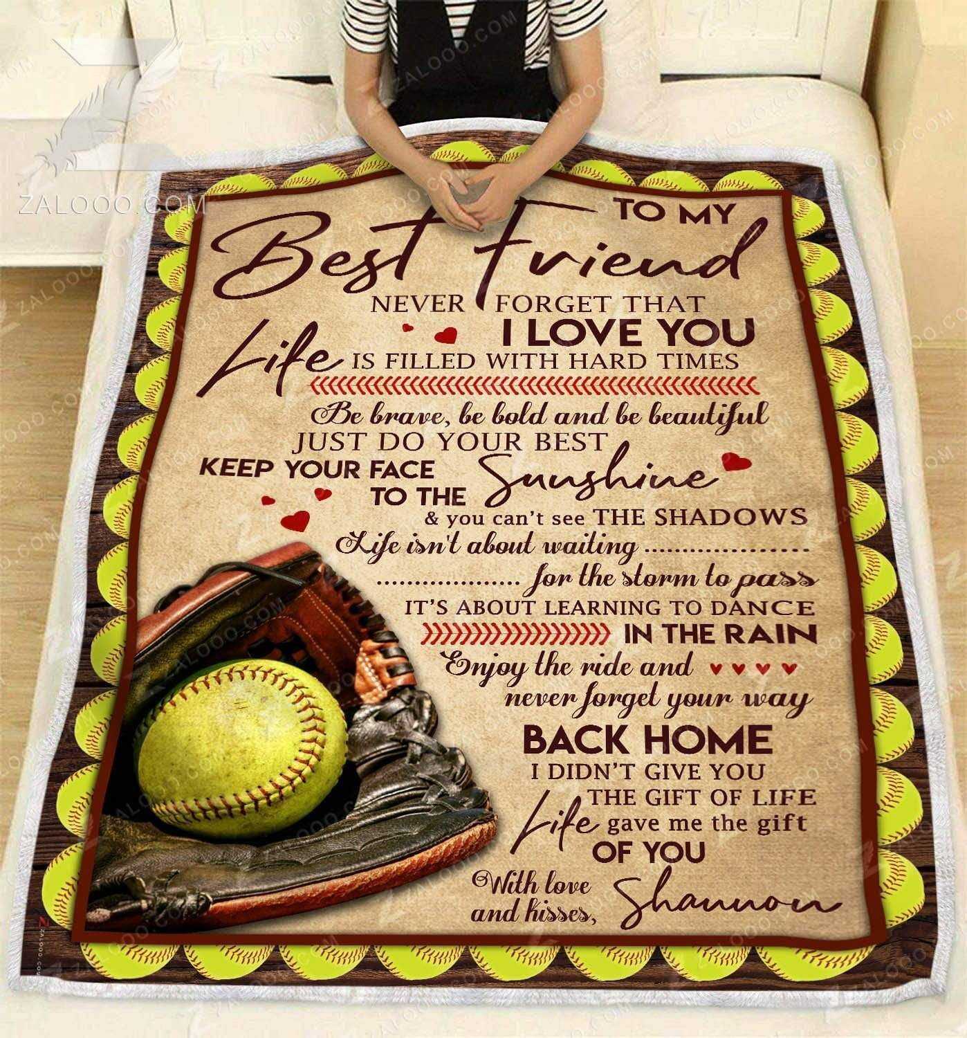 Softball To My Best Friend Your Way Back Home Sherpa Fleece Blanket