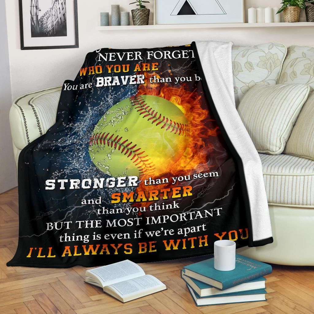 Softball To My Daughter Sherpa Fleece Blanket