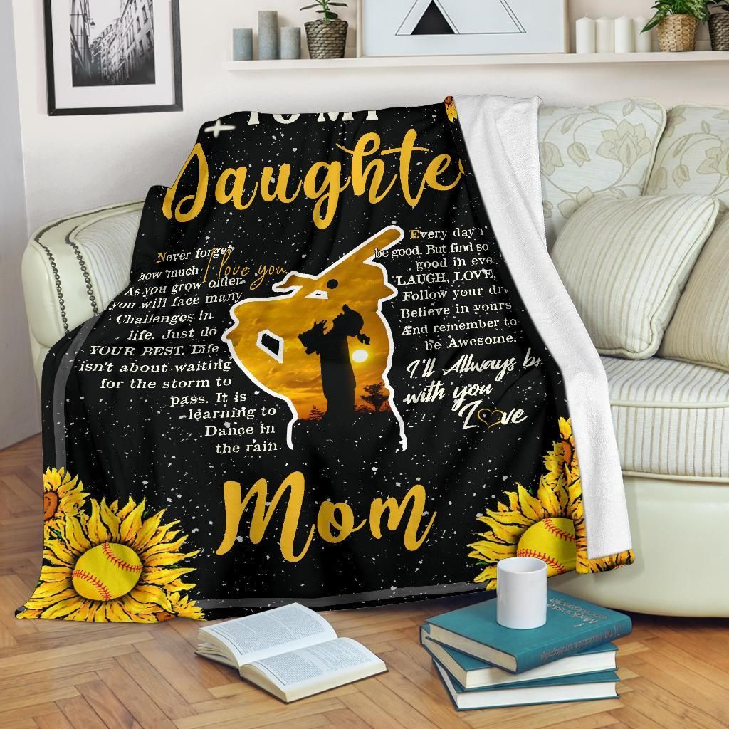 Softball To My Daughter Sherpa Fleece Blanket