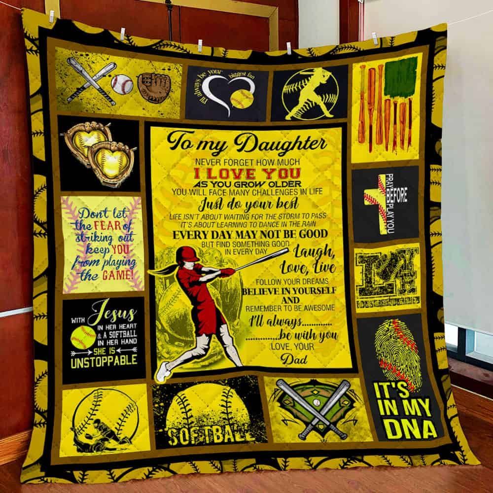 Softball To My Daughter GS-CL-LD2506 Quilt Blanket