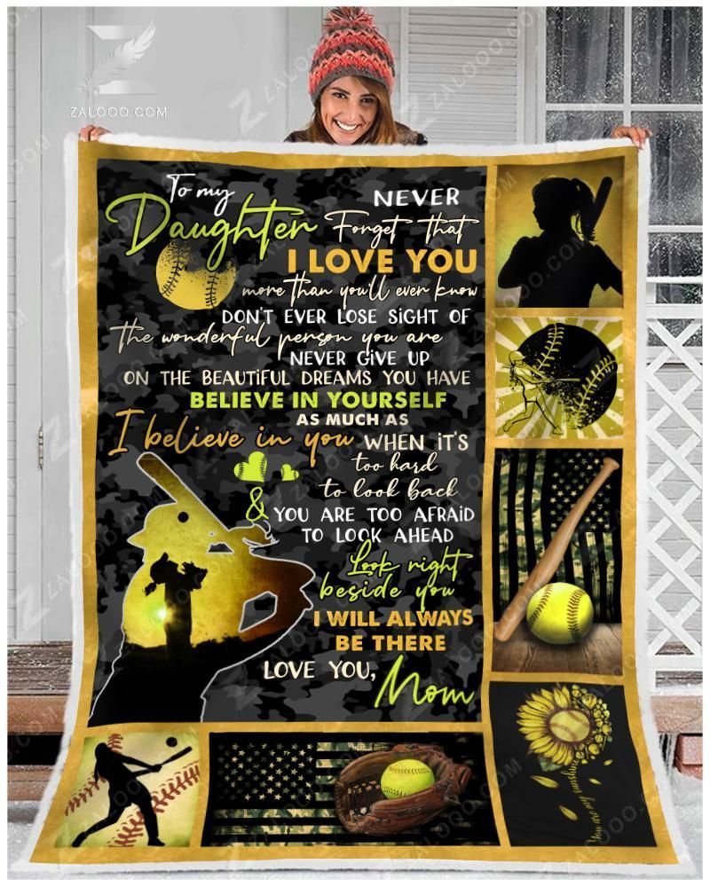 Softball To My Daughter I Will Always Be There Mom Sherpa Fleece Blanket