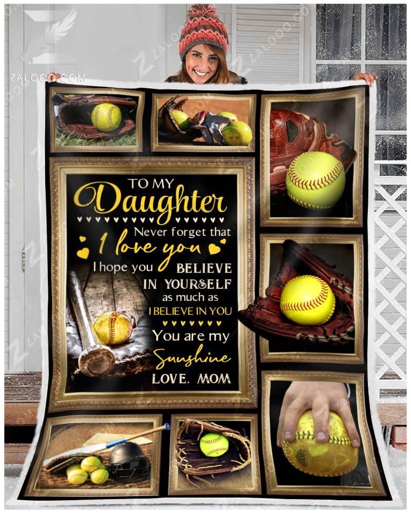 Softball To My Daughter My Sunshine Mom Sherpa Fleece Blanket