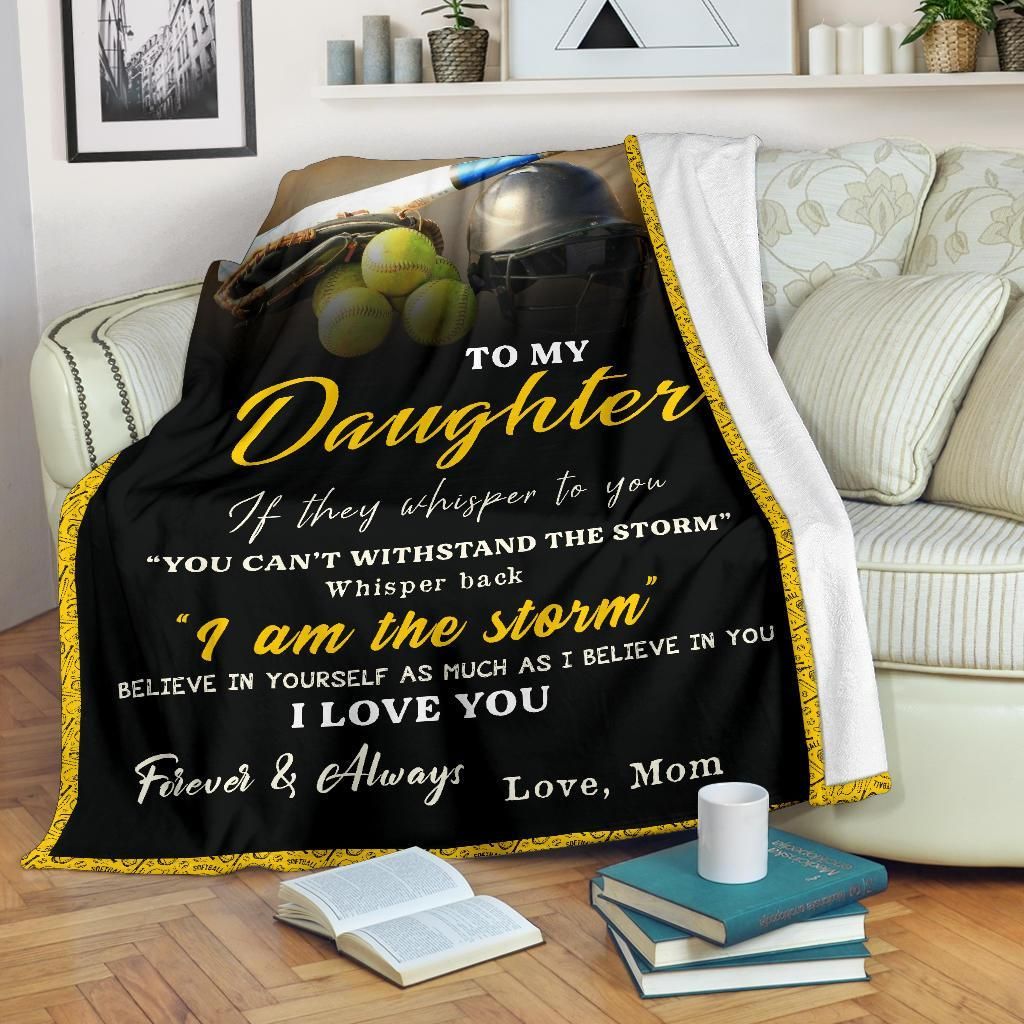 Softball To My Daughter The Storm Sherpa Fleece Blanket