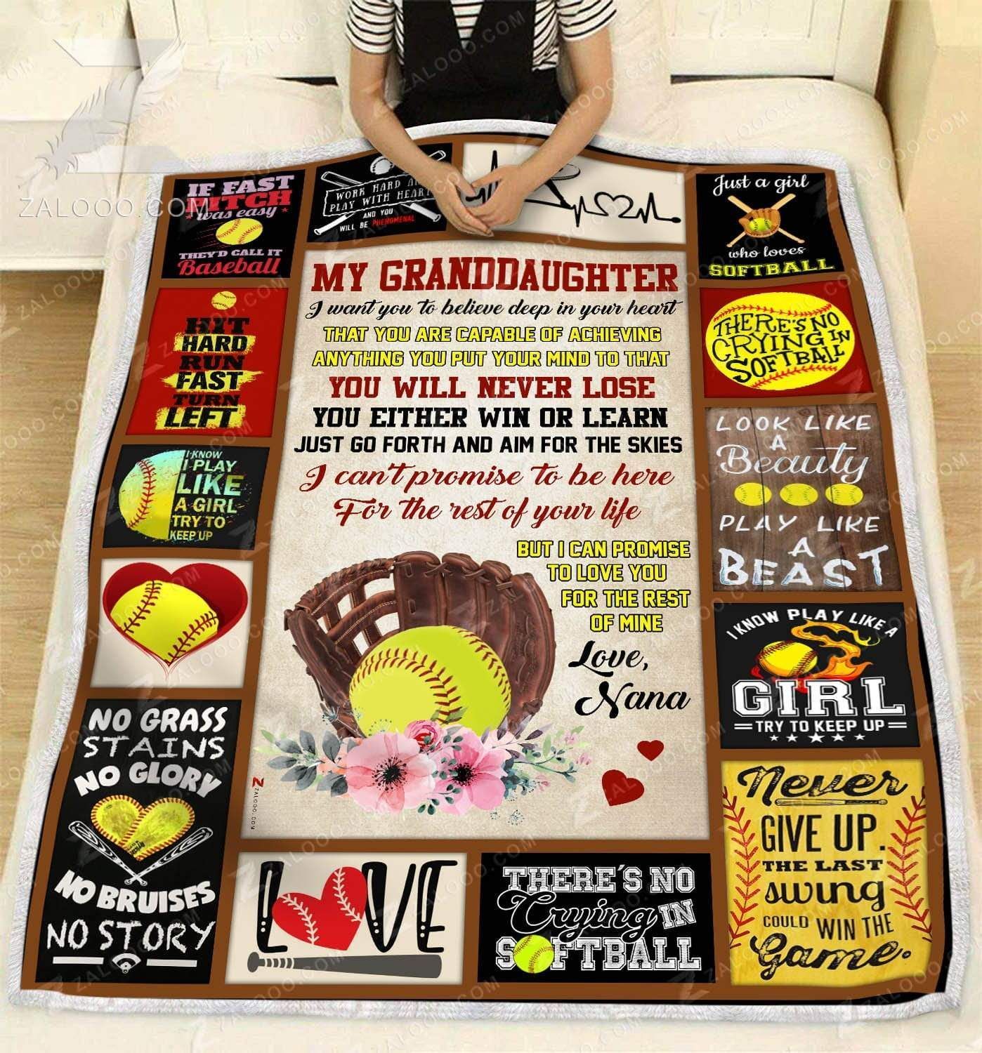 Softball To My Granddaughter Your Way Back Home Love Nana Sherpa Fleece Blanket