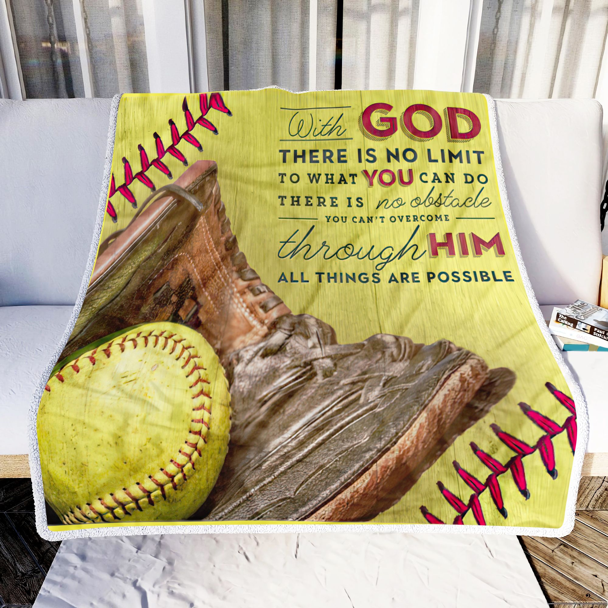 Softball With God There Is No Limit Fleece Blanket