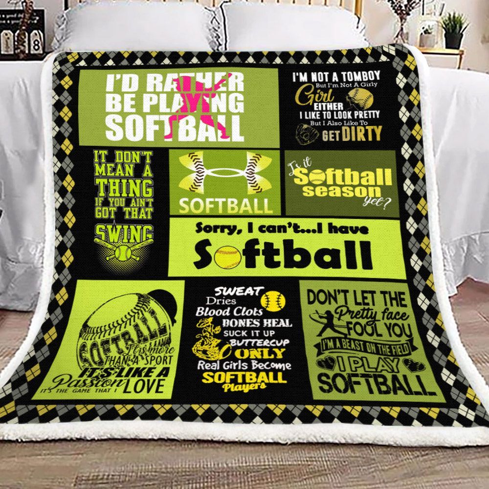 Softball Sherpa Fleece Blanket