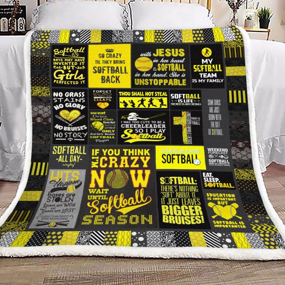 Softball Sherpa Fleece Blanket