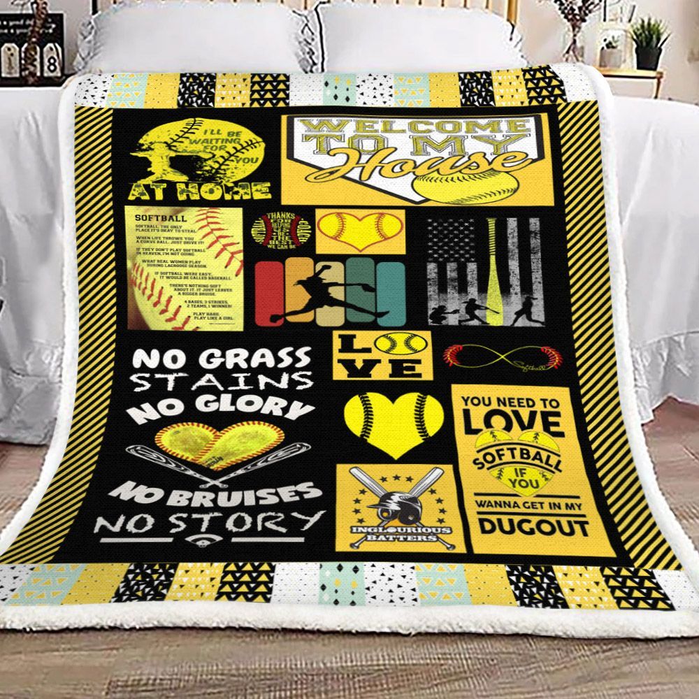 Softball Sherpa Fleece Blanket