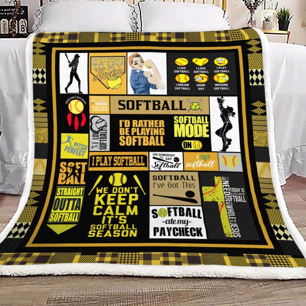 Softball Sherpa Fleece Blanket