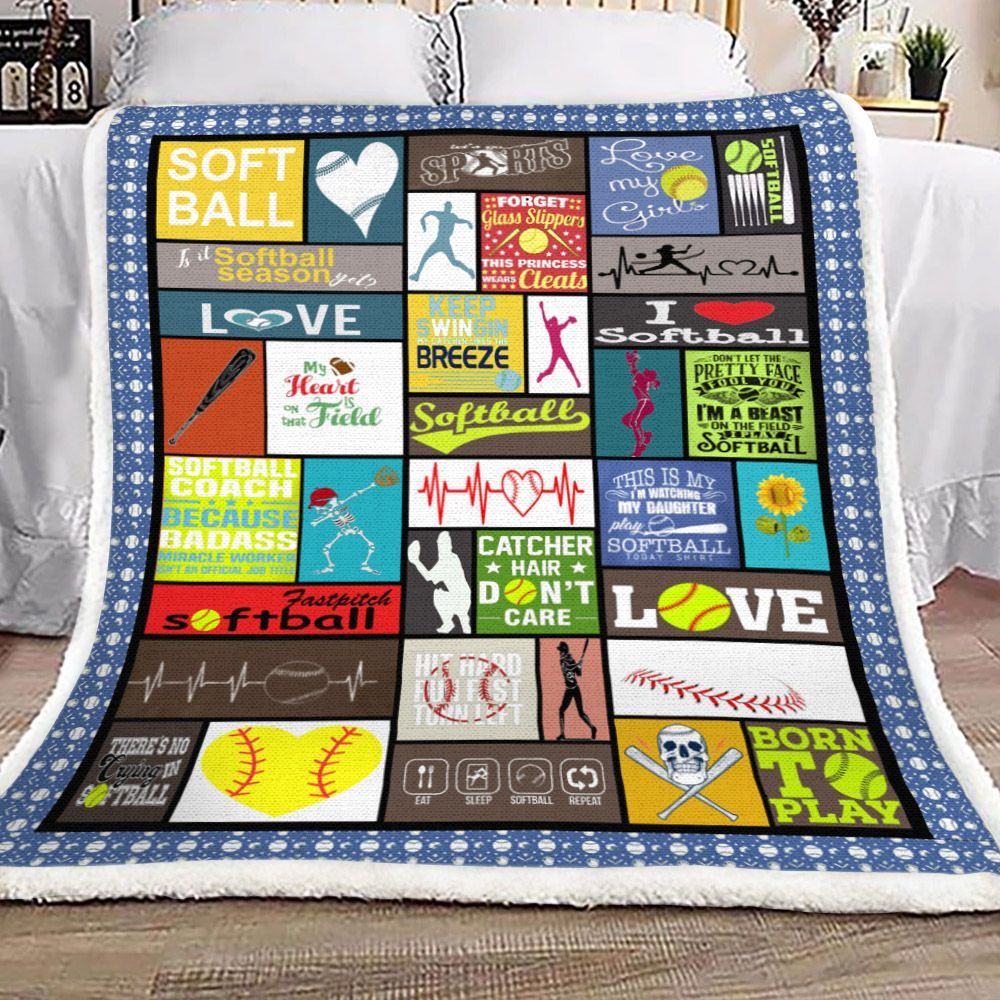 Softball Sherpa Fleece Blanket