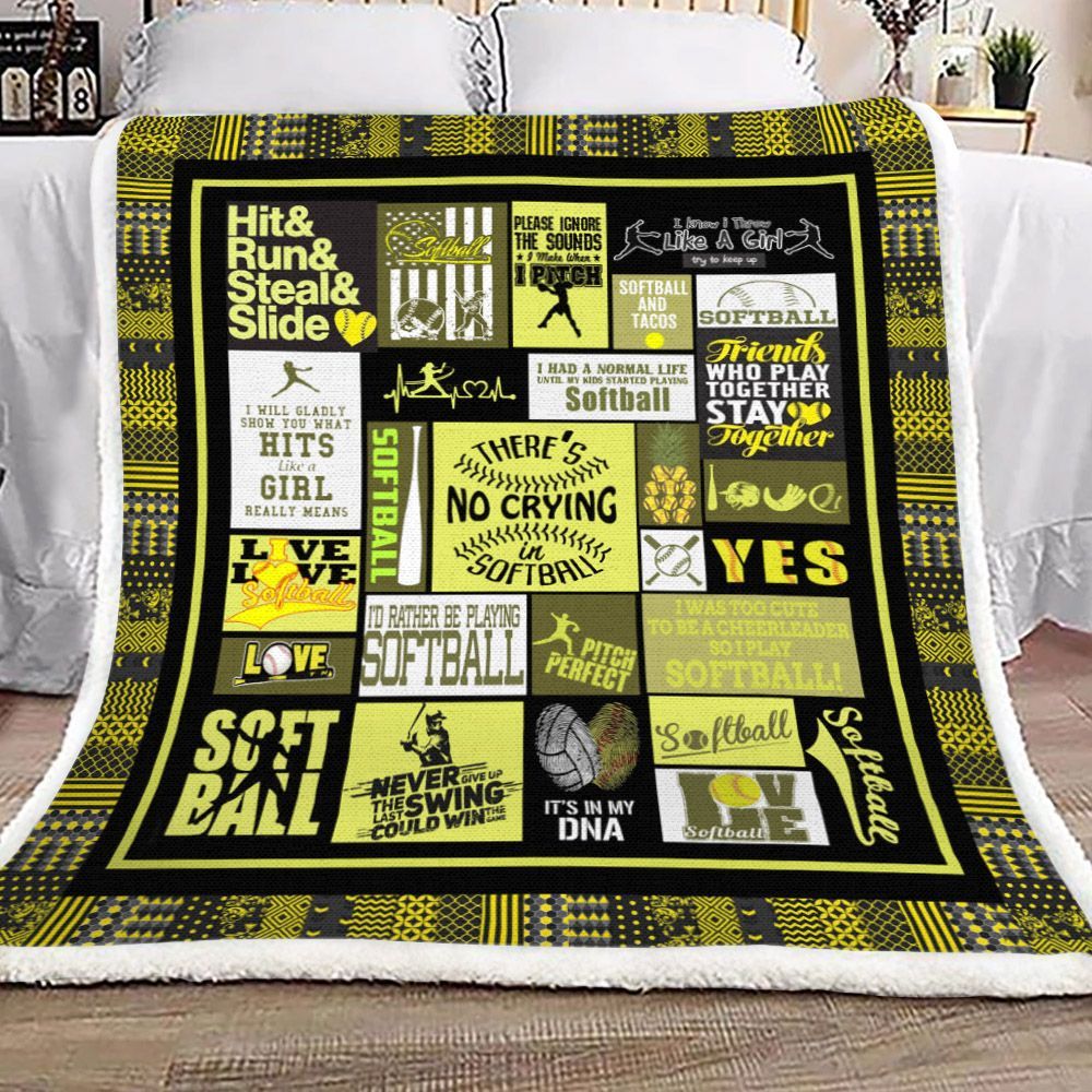 Softball Sherpa Fleece Blanket
