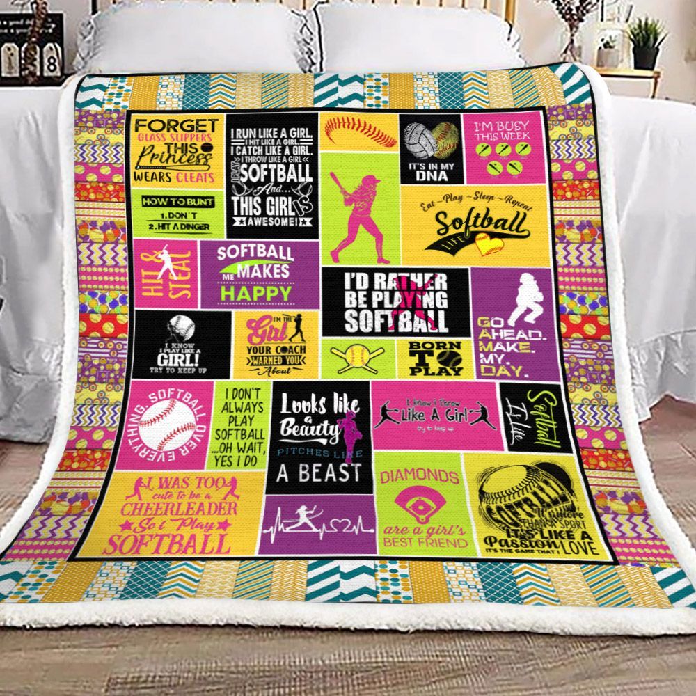 Softball Sherpa Fleece Blanket