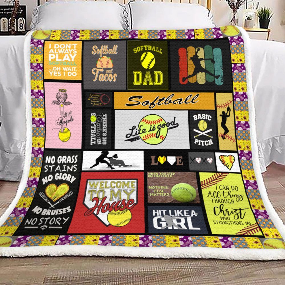 Softball Sherpa Fleece Blanket
