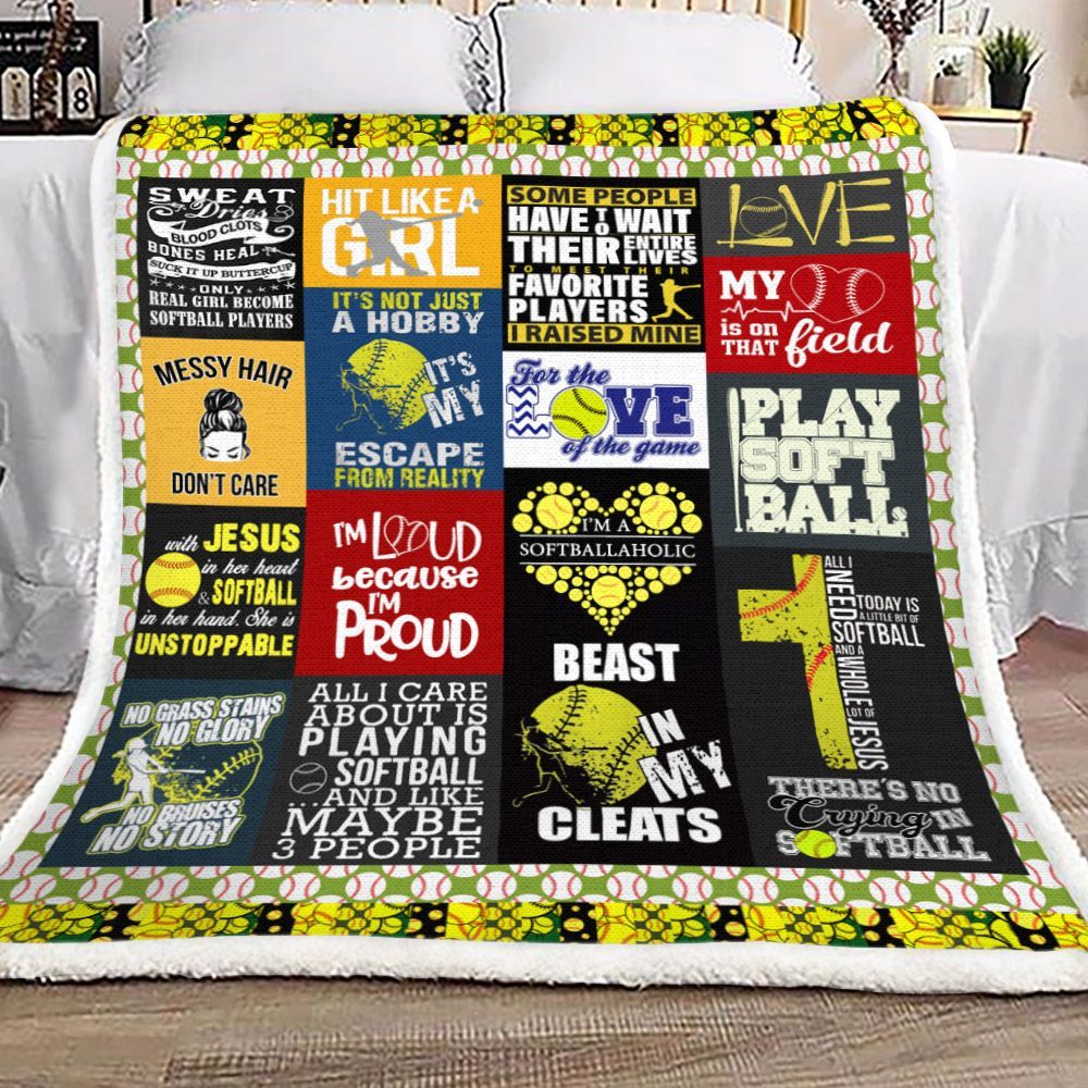 Softball Sherpa Fleece Blanket