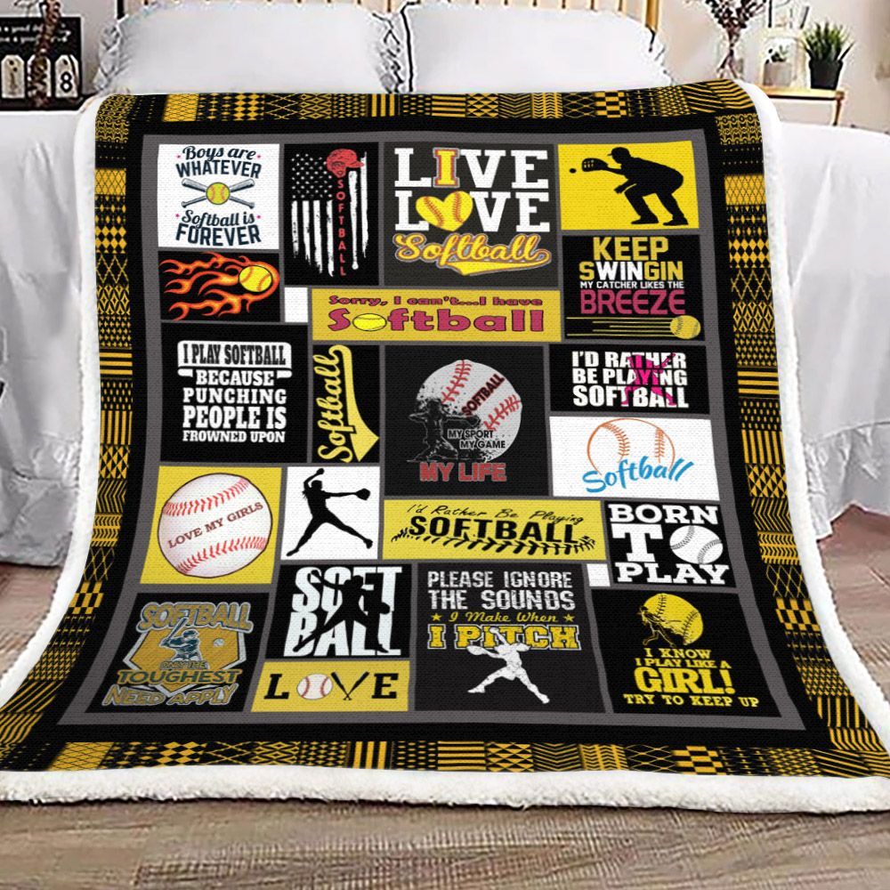 Softball Sherpa Fleece Blanket