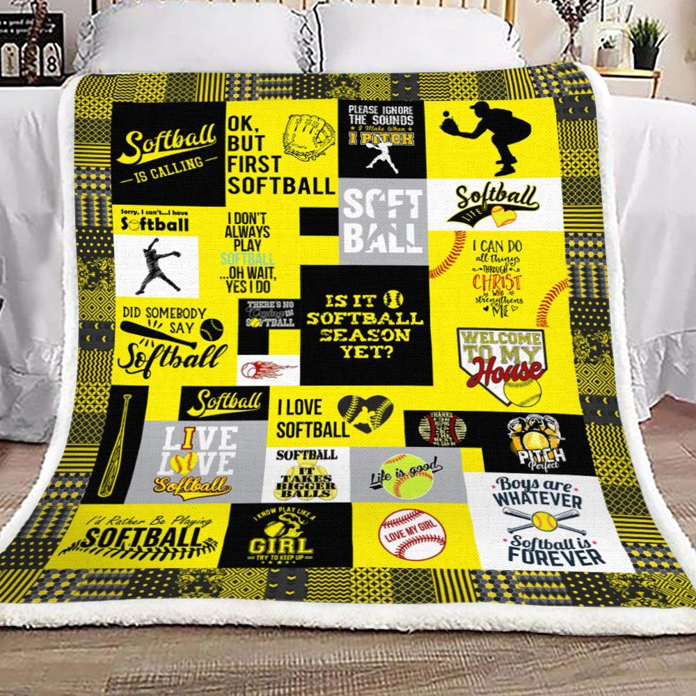 Softball Sherpa Fleece Blanket