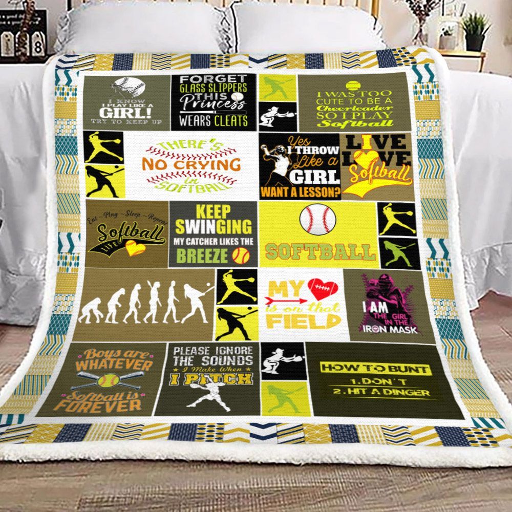 Softball Sherpa Fleece Blanket